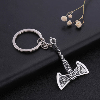 SKYRIM Viking Keychain – Punk Gothic Axe Talisman, Slavic Irish Knot Pagan Amulet Pendant, Men's Jewelry Gift