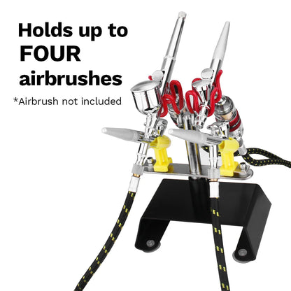 Professional Airbrush Holder Clamp Stand Kit – 4 Mount Spray Gun Tabletop Station with 360° Swivel Tilt
