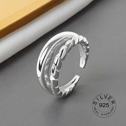 925 Sterling Silver Women’s Open Wave Ring – Irregular Wide Noodle Design Gift