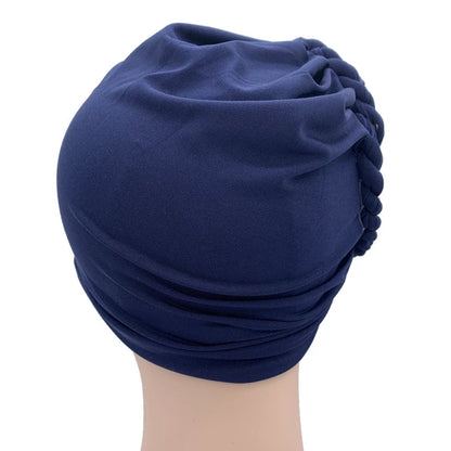 Diamond Braided Turban Hat for Women – Muslim Hijab Bonnet, African Headwrap Cap, Inner Headscarf