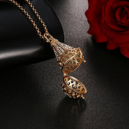 Mexico Music Ball Hollow Zircon Pendant Necklace – Vintage Perfume Aromatherapy Locket for Women
