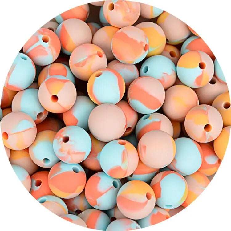 LOFCA Silicone Teething Beads - 20pcs 15mm Round Baby Chew Beads for DIY Teether Toys Infant Accessories