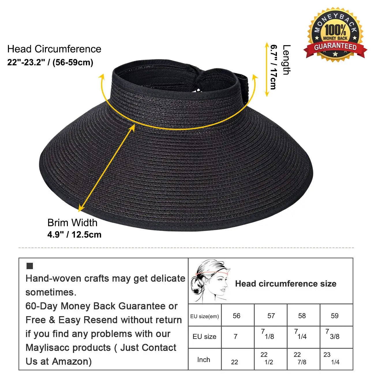 Women’s Summer Visor Hat – Foldable Wide-Brim Straw Cap, Stylish UV-Resistant Sun Hat for Beach & Hiking