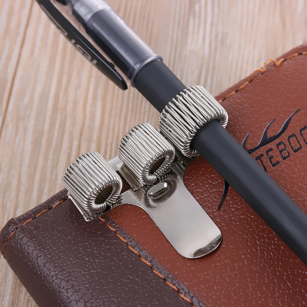 Metal Spring Pen Holder with Pocket Clip - Available in Single, Double, Triple Hole for Doctors, Nurses Uniforms, and Notebooks