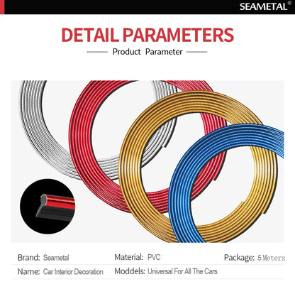 SEAMETAL Car Interior Molding Trim Strips – Flexible Anti-Scratch 5m Decoration Line for Dashboard & Car Styling Accessories