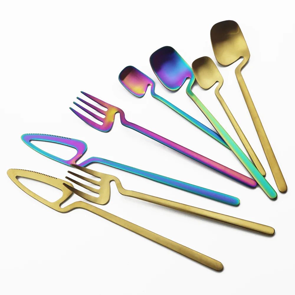 32-Piece Black Matte Stainless Steel Cutlery Set – Knife, Fork, Spoon Dinnerware for Bar, Party & Kitchen