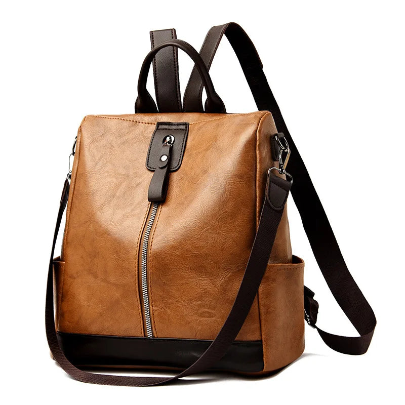 Fashion Anti-Theft Women's Backpack - High-Quality PU Leather, Large Capacity, Travel Shoulder Handbag