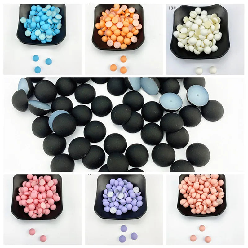 ABS Flat Half Round Beads - 6mm & 10mm Matte Plastic Beads for Clothing Accessories