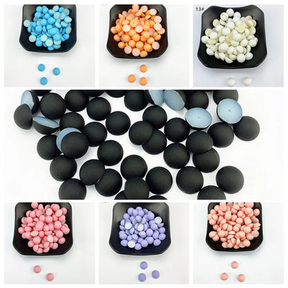 ABS Flat Half Round Beads - 6mm & 10mm Matte Plastic Beads for Clothing Accessories