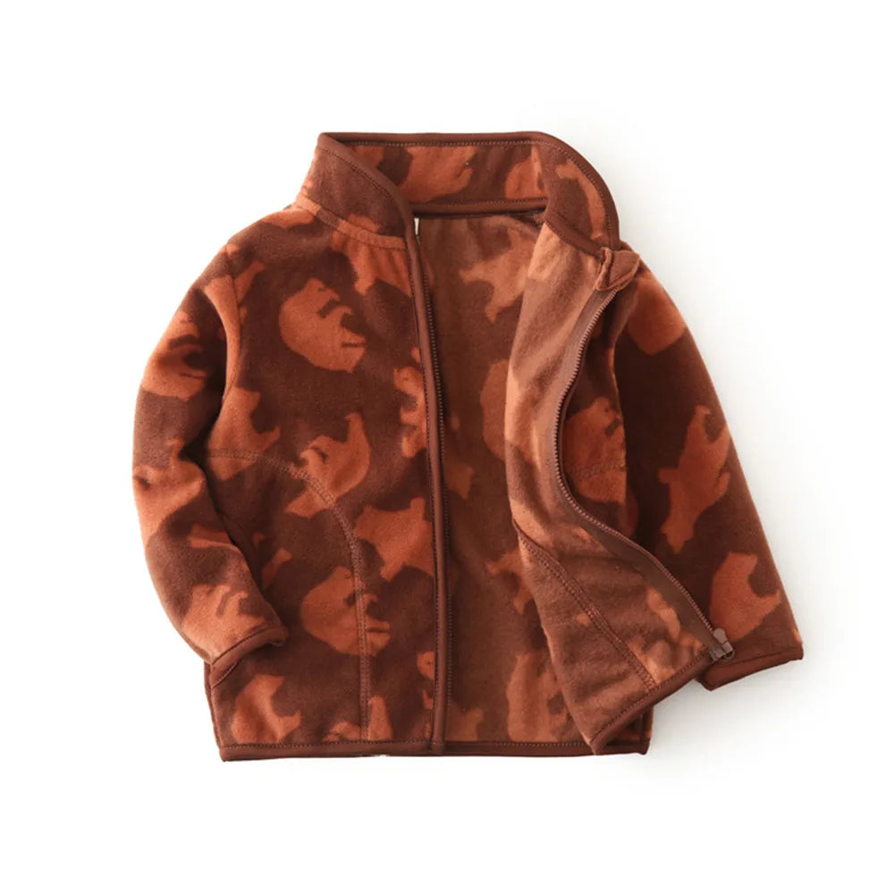 Jumping Meters Dinosaur Zipper Jacket – Kids Fleece Coat with Pockets, Fashionable Outerwear for Boys & Girls