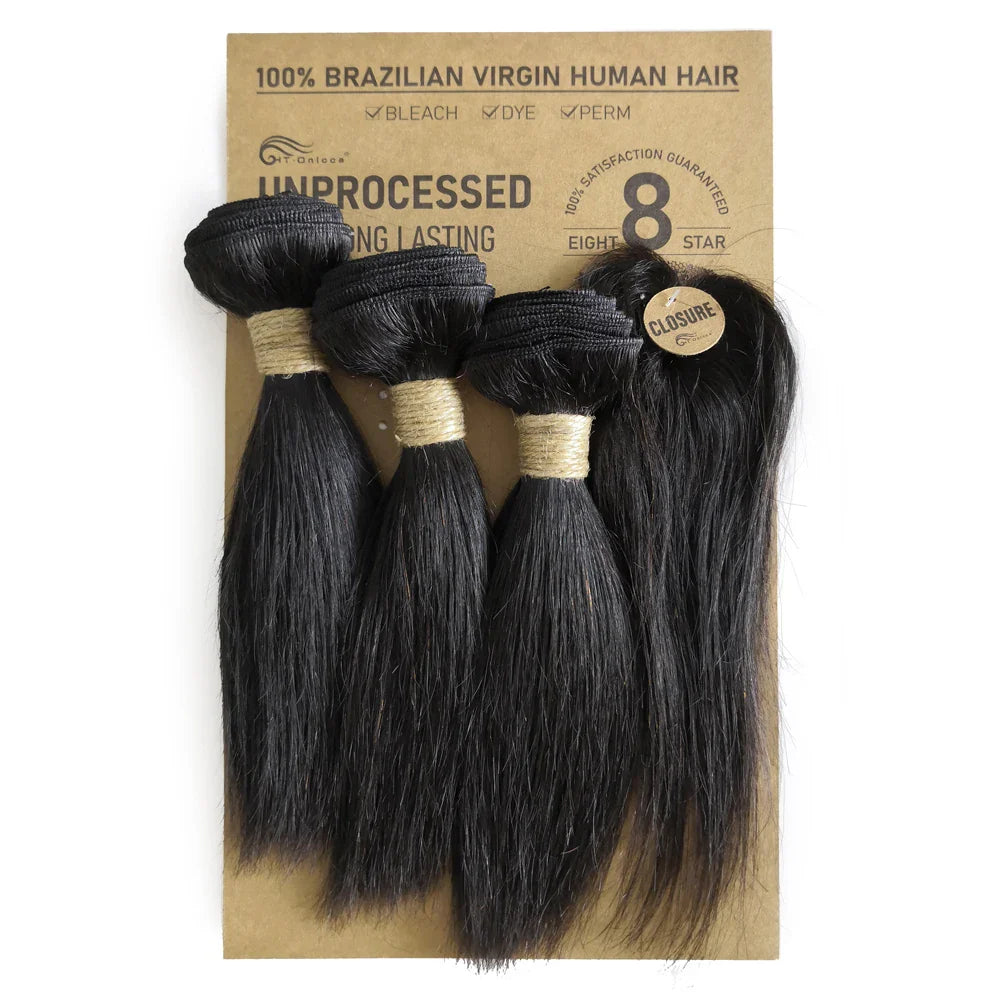 Kinky Curly Human Hair Bundles with Closure – Short Indian Hair Bundles with Circular Closure