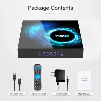Smart TV Box T95 Plus 2025 — 6K HD Android 14, Allwinner H616, 4GB RAM, 64/128GB Storage, Dual WiFi Media Player