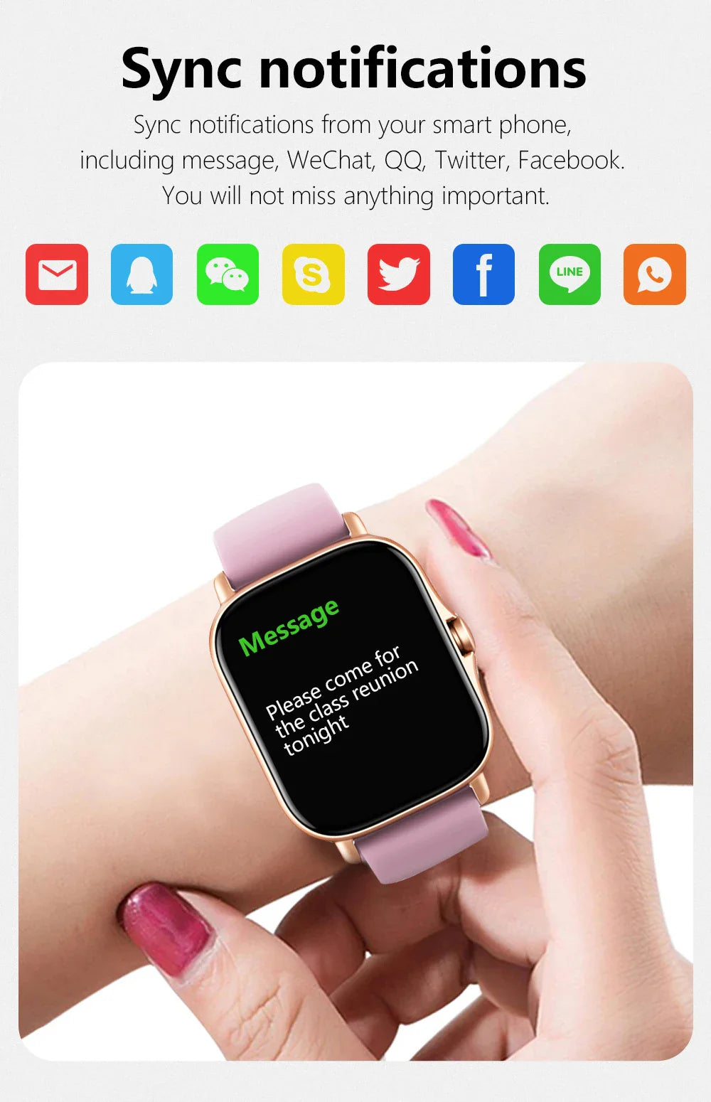 Smartwatch with Full Touch Screen — Call, Message Reminder, Music Control & Multi-Function Fitness Tracker, Compatible with iPhone & Android