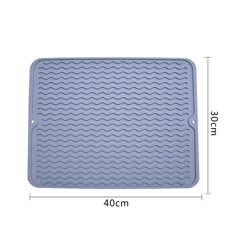 Silicone Dish Drying Mat 40x30cm | Large Countertop & Sink Draining Mat, Heat-Resistant Trivet