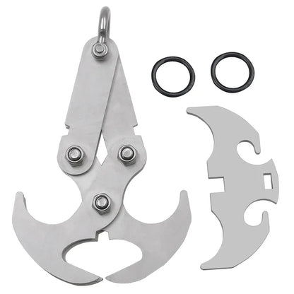 Multifunctional Survival Folding Grappling Hook - Stainless Steel/Iron Plating Outdoor Climbing Claw Carabiner - Travel Rescue Tool