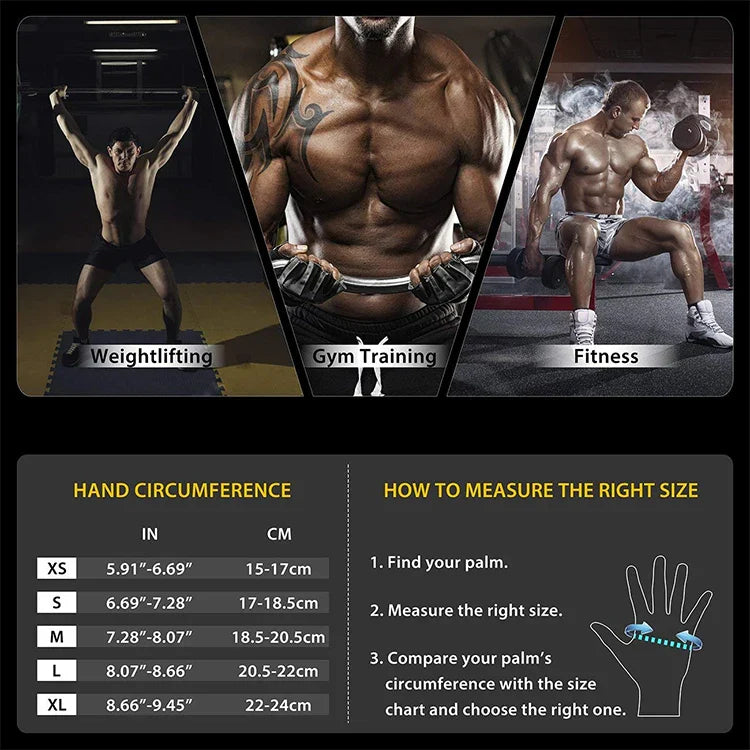 Fitness Training Gloves: Gym Hand Palm Protector for Men & Women - Weight Lifting, Body Building, Gymnastics Grips