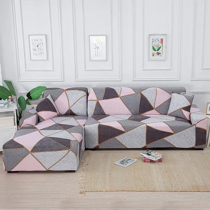 Stretch Sofa Cover - Printed Elastic Slipcover for L-Shaped Corner Couch, Living Room 1/2/3/4 Seat Protector