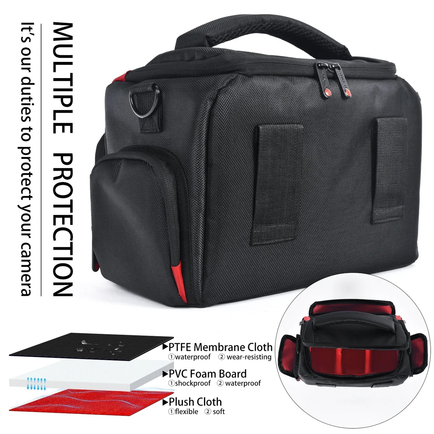 FOSOTO Waterproof DSLR Camera Shoulder Bag – Professional Case for Canon, Nikon, Sony, Video & Lens Storage