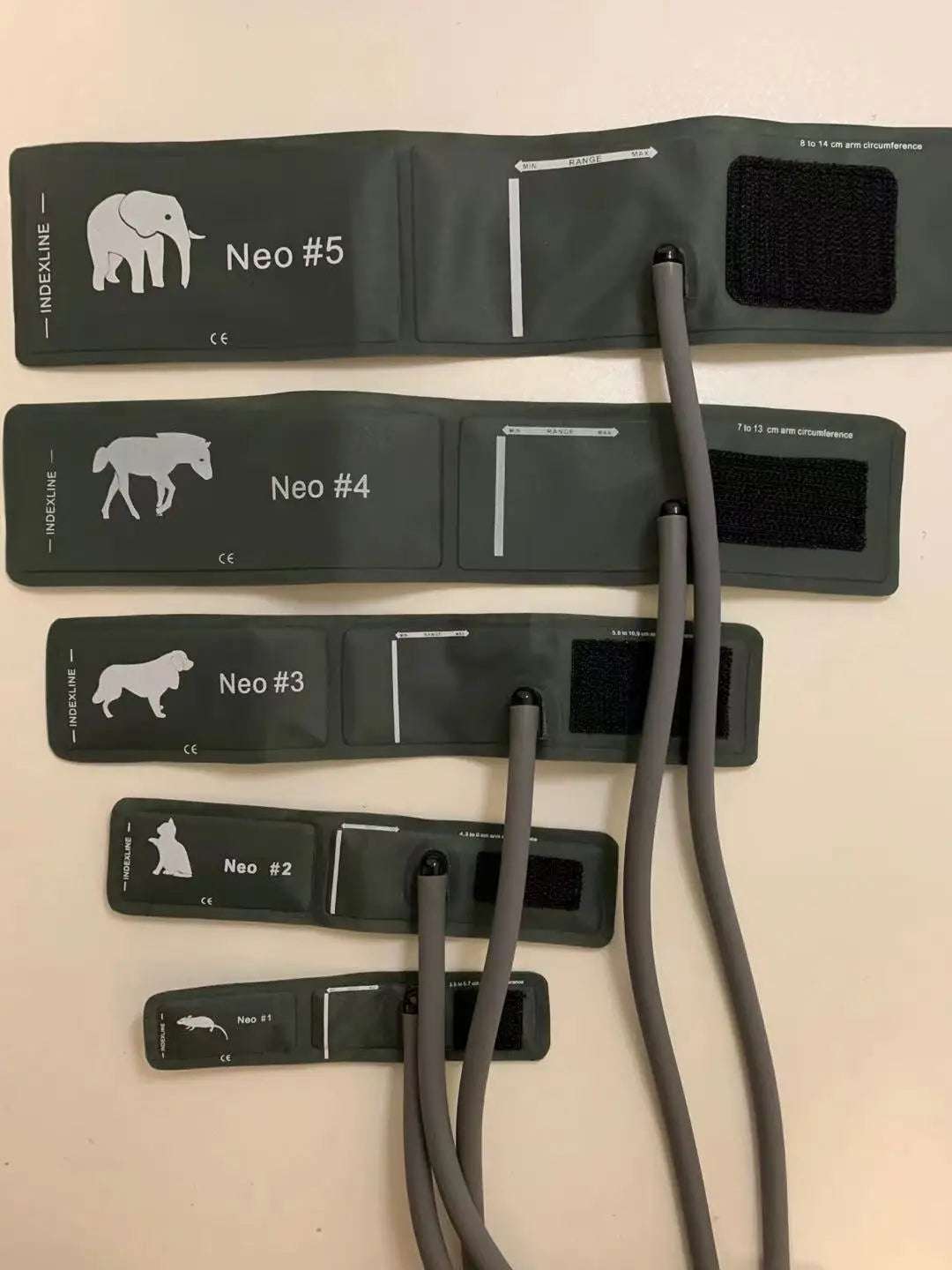 CONTEC 08A Veterinary Blood Pressure Monitor Accessories — Animal Cuffs, Clip SpO2 Probe, Charger Adapter, and Plastic Connector