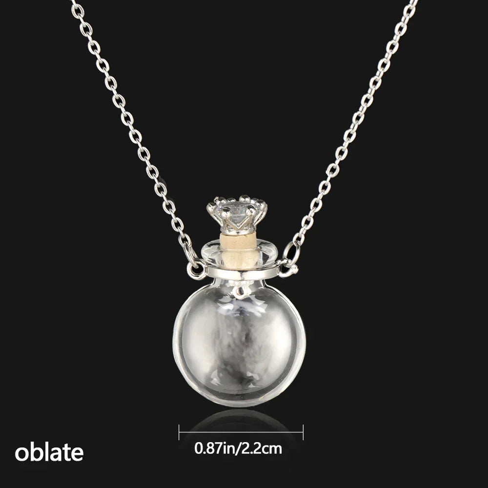 Openable Glaze Vial Pendant Necklace – Water Drop Heart Mini Perfume Bottle, Keepsake Jewelry Gift with Steel Chain