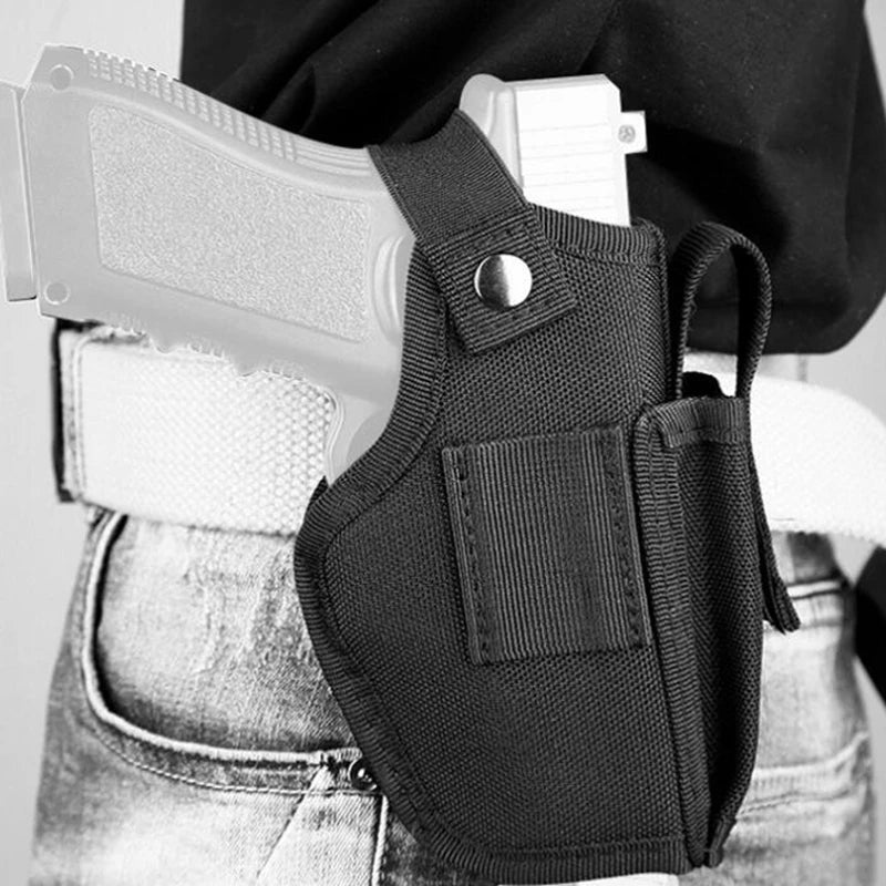 Tactical Universal Gun Holster - Left/Right Hand Waist Concealed Carry for Glock 17/19, Beretta M9, 1911, P226, 9mm Mag Pouch