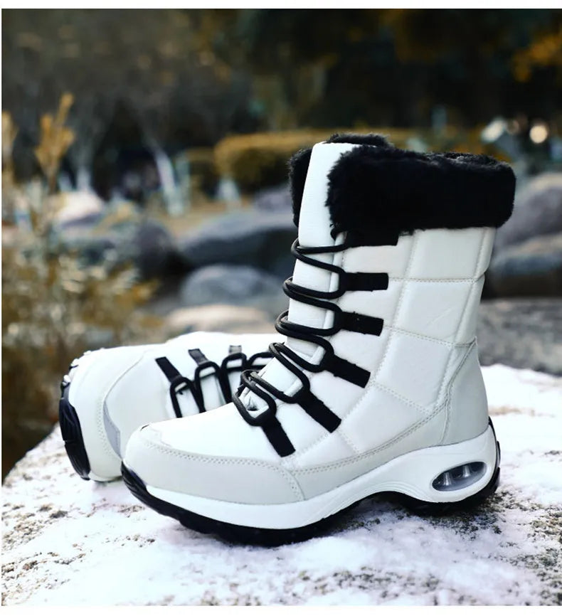 Women’s Waterproof Winter Snow Boots – Warm Plush Fur, Non-Slip Outdoor Platform Ankle Boots