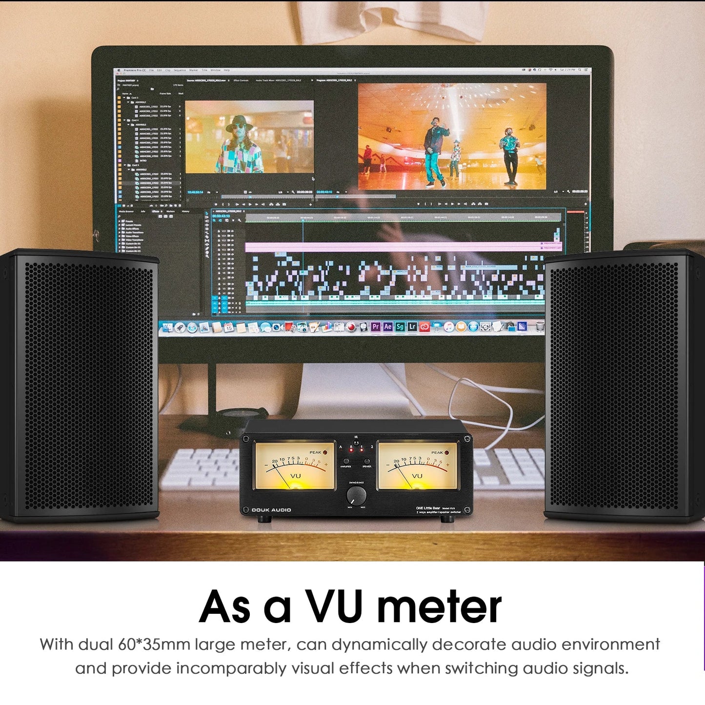 Nobsound Dual Analog VU Meter DB Display – 2-Way Amplifier/Speaker Audio Switcher & Music Spectrum Visualizer