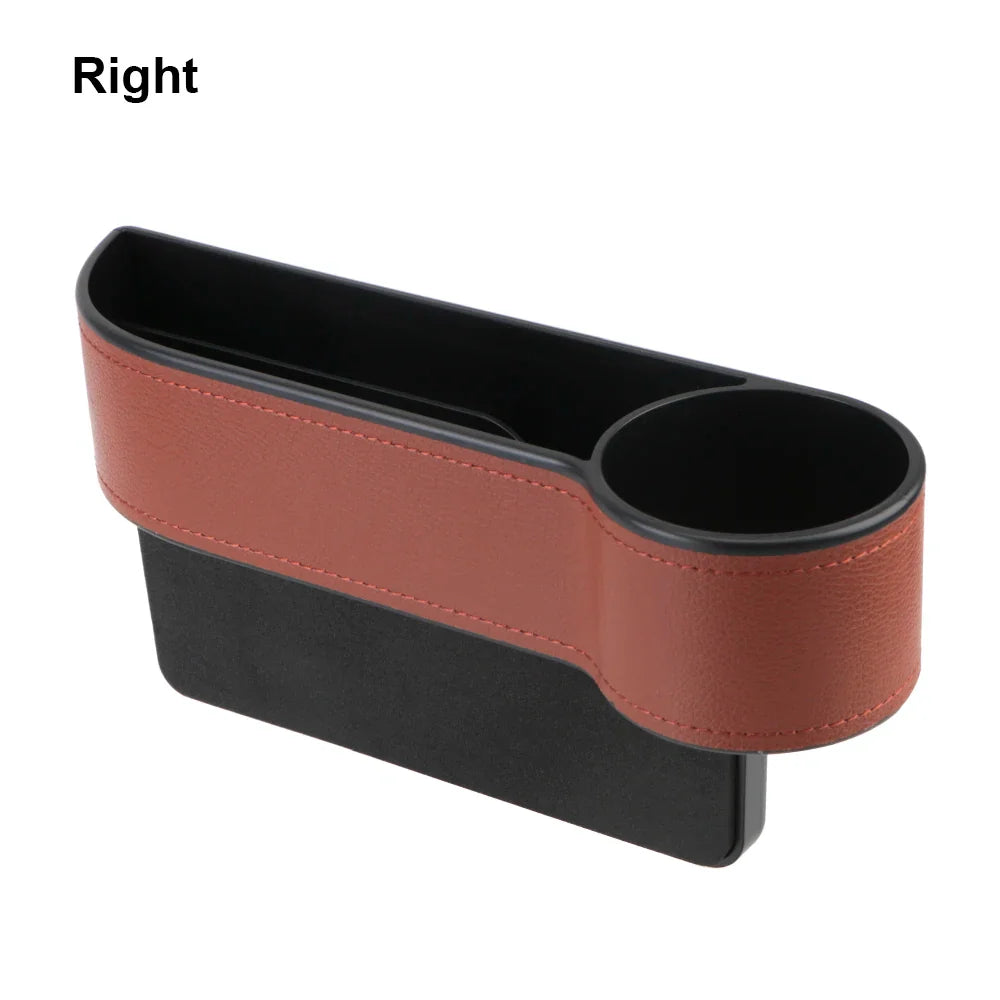 Universal PU Leather Car Seat Gap Organizer – Storage Box with Charging Hole, Phone, Bottle & Key Holder Auto Accessories