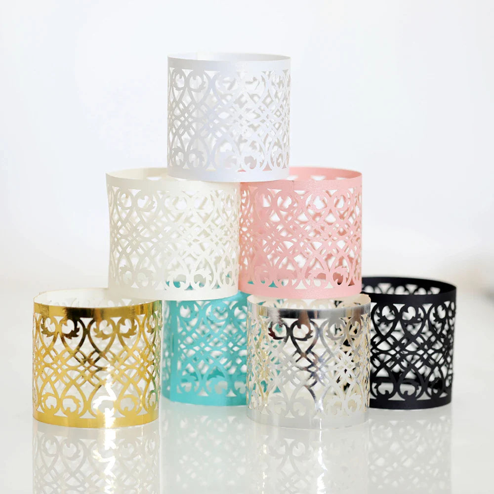 25Pcs Hollow Pattern Gold and Silver Napkin Rings - Elegant Wedding and Party Table Decorations