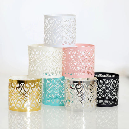 25Pcs Hollow Pattern Gold and Silver Napkin Rings - Elegant Wedding and Party Table Decorations