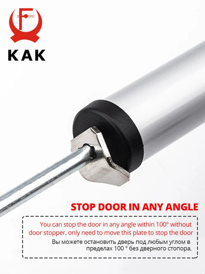 KAK Soft Closing Automatic Door Closer - 35KG Pneumatic, Adjustable Speed, Positioning Door Stop, Protective Holder Hardware