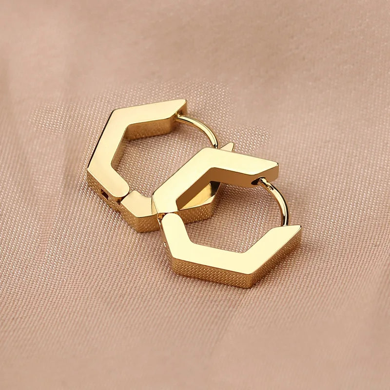 MEYRROYU Stainless Steel Mini Hoop Earrings – 3 Color Geometric Jewelry for Women & Men