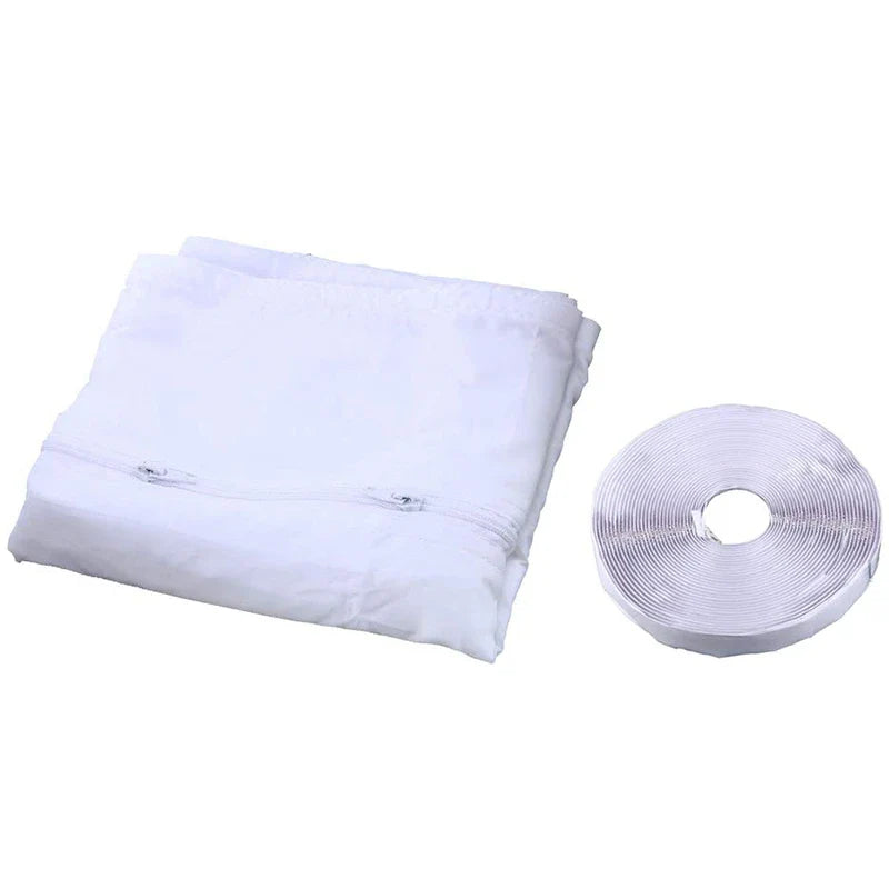 Portable Air Conditioner Window Seal - 400cm Flexible Cloth Plate with Zip & Adhesive Fastening - AirLock Seal