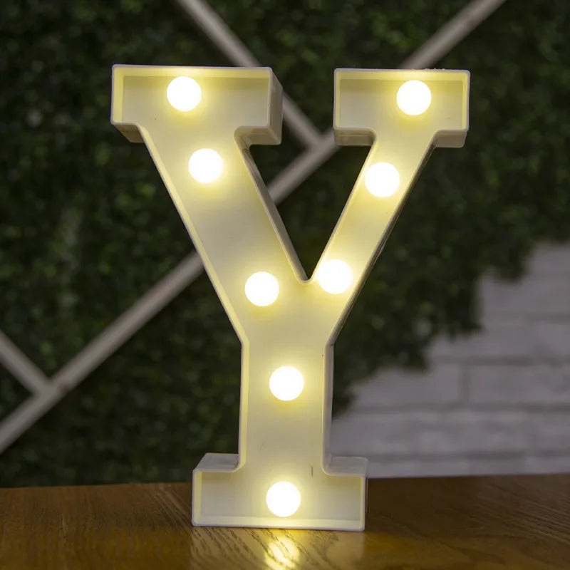Alphabet & Number LED Lamp Night Light – Warm Battery-Powered Luminous Letter Light for Home, Wedding, Birthday & Party Decoration