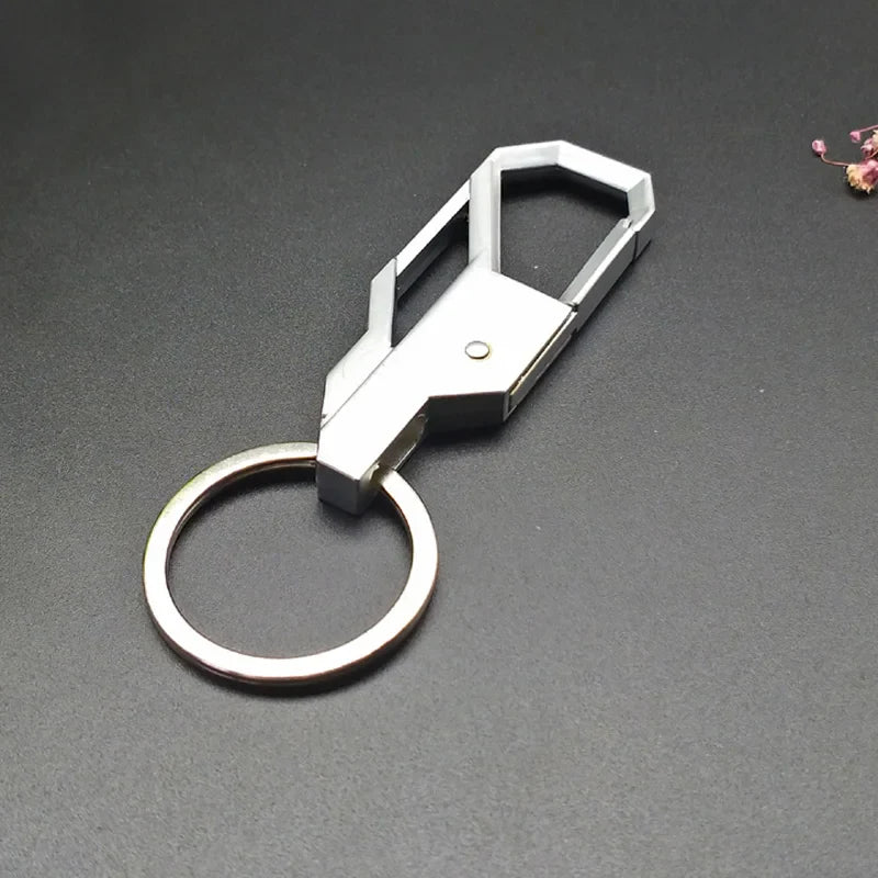 3-Color Silver Metal Keychain – Classic Inlay Key Ring, Romantic Gift for Men & Women