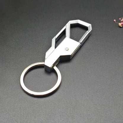 3-Color Silver Metal Keychain – Classic Inlay Key Ring, Romantic Gift for Men & Women