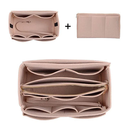 HHYUKIMI Brand Makeup Organizer Felt Insert Bag: Travel Inner Purse for Handbag - Portable Cosmetic Bags Fit Various Brands