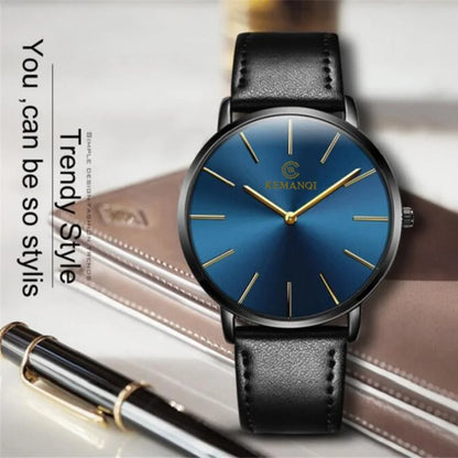 2022 Luxury Men's Gold Watch – Ultra Thin Leather Quartz Wristwatch for Business
