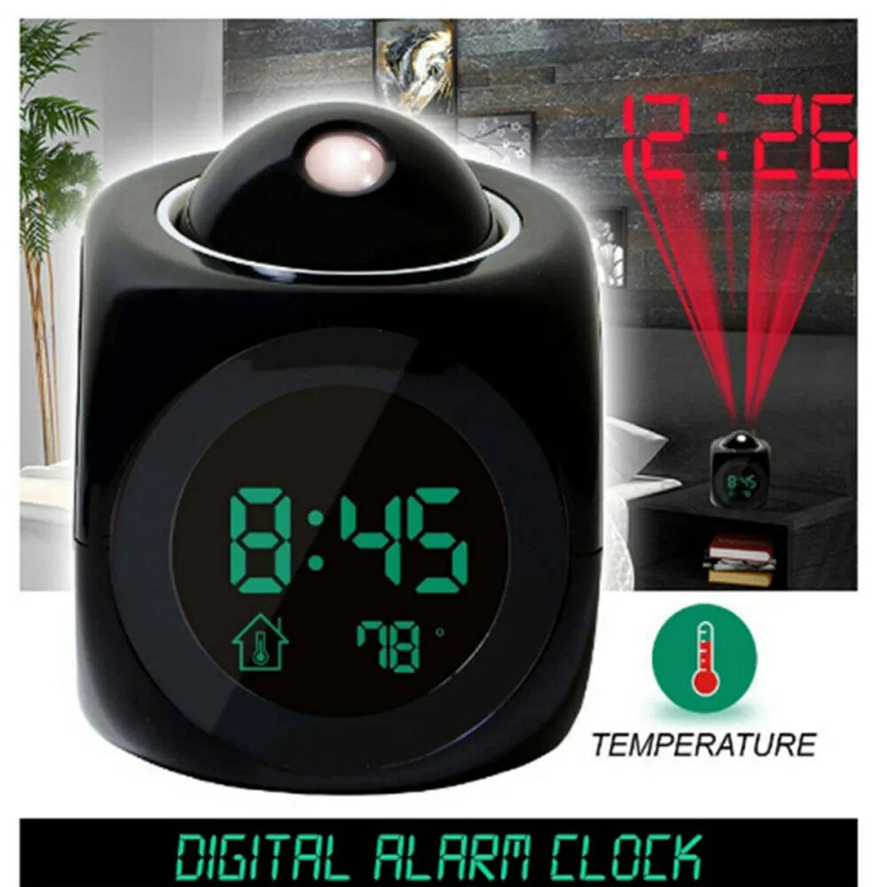 Creative Projection Digital Alarm Clock with Weather and Temperature Display - USB Charger, Time, and Date Projection for Home and Desk