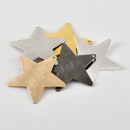 38mm Brushed Curved Five-Pointed Star Pendant Necklace – Single Hole DIY Classic Fashion Jewelry Accessory