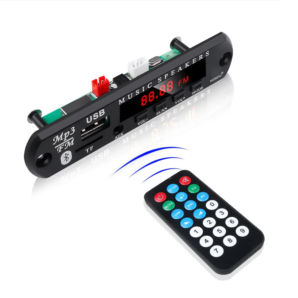 KEBIDU 9V/12V Car Radio Stereo MP3 Decoder Board - Bluetooth Wireless MP3 Player with USB, TF, and Remote Control