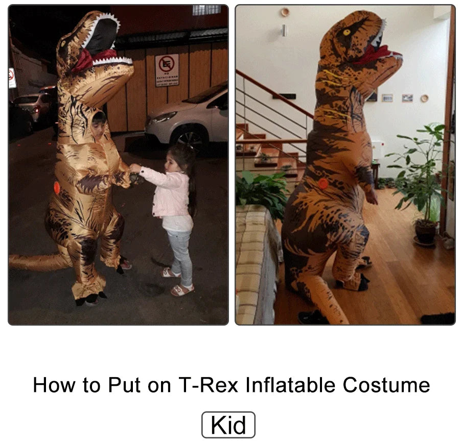 T-Rex Inflatable Tyrannosaurus Dinosaur Costume – Kids and Adult Role-Playing Fancy Dress for Halloween and Parties