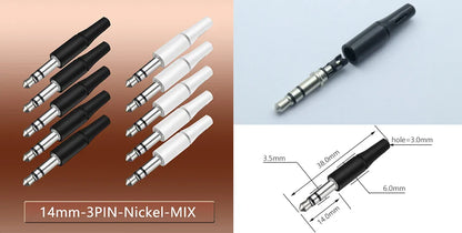 10pcs White & Black 3.5mm Stereo Headset Plug Adapter 3/4 Poles Audio Jack Connector for iPhone 2.5mm