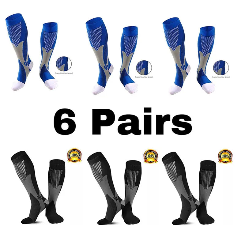 Men's Compression Sports Socks - Running, Cycling, Nursing, Varicose Veins Support, Outdoor Hiking Socks