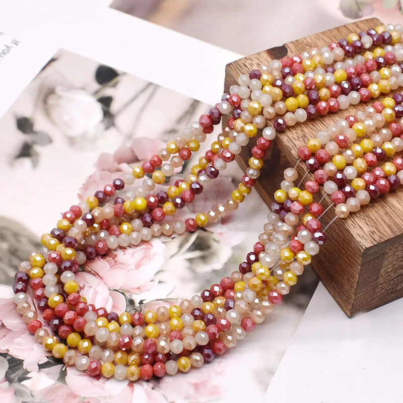 Mixed Color Crystal Glass Beads - 4mm Faceted Rondelle Spacer Beads for DIY Bracelet & Jewelry Making Crafts