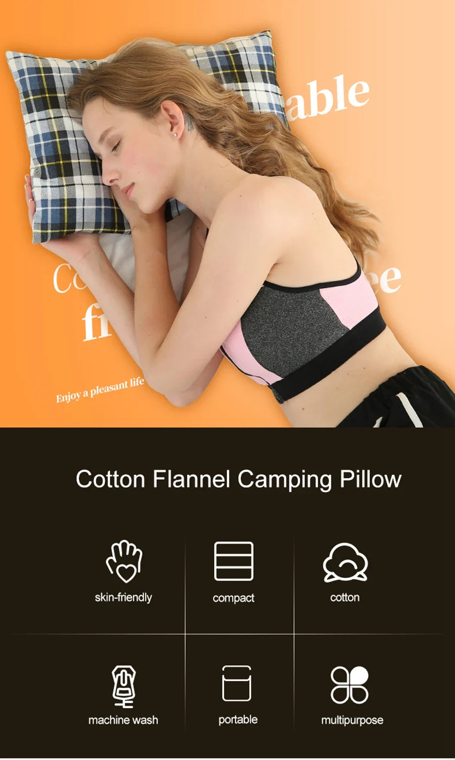 Desert&Fox Cotton Camping Pillow – Portable Folding Travel Pillow with Case for Hiking & Camping