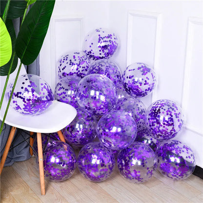 10pcs 12-inch Gold Star Confetti Balloons – Glitter Transparent Latex Party Decorations for Wedding & Birthday