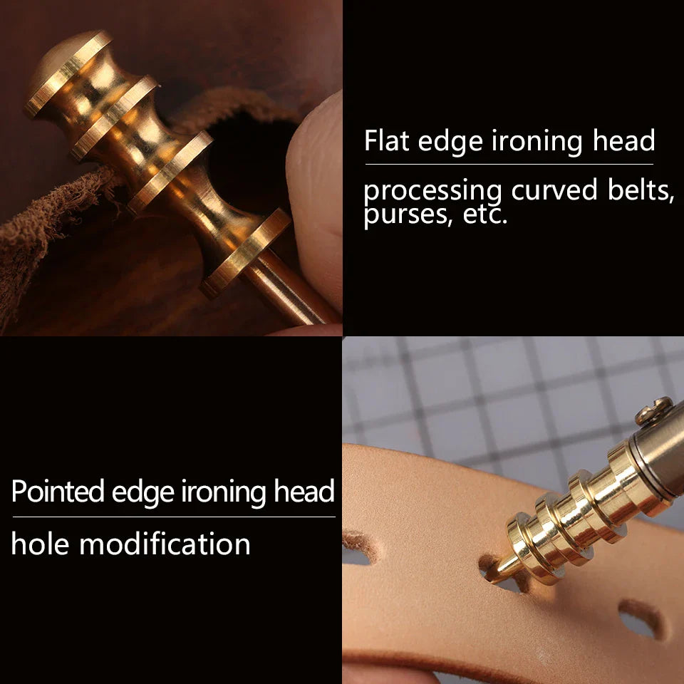 LMDZ Leather Burnisher – Pointed & Flat Tip Edge Tool for Slicking & Burnishing Brass Leathercraft