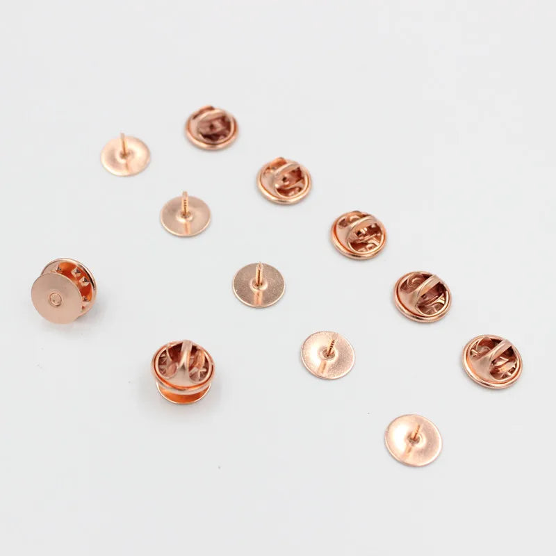 50-Set Brooch Pin Holders – Tie, Hat & Badge Backings with Flat Base & Butterfly Clasp for DIY Jewelry Findings