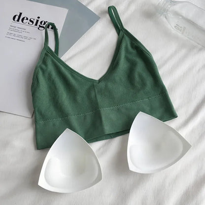 Women's Seamless Sleeveless Crop Top: Sexy Bra Tube for Streetwear & Sports - Bandeau Style Tank